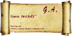 Gans Anikó névjegykártya